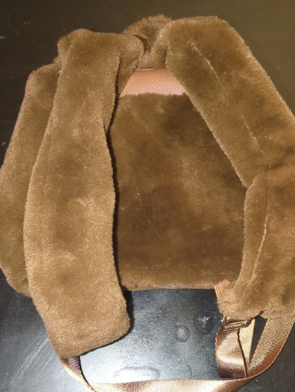 Brown Faux Fur Drawstring Handbag/Backpack